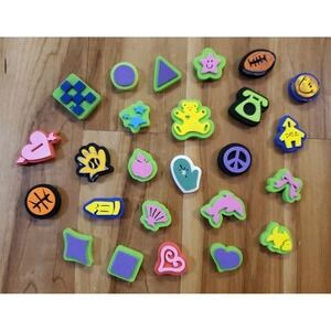 Lot of 25 Junior Chunky Foam Stamps New & Used Teacher School Shapes Sports
